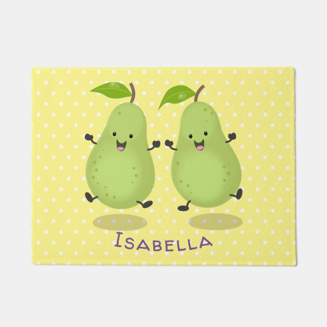 Felpudo Ilustracion de personalizado de par de pera cúpula (Anverso)