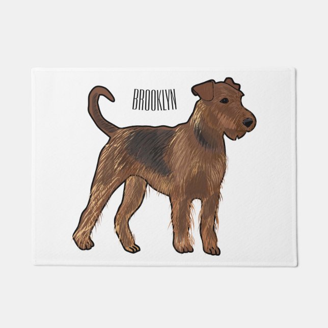 Felpudo Ilustracion de personalizado de perro Airedale ter (Anverso)