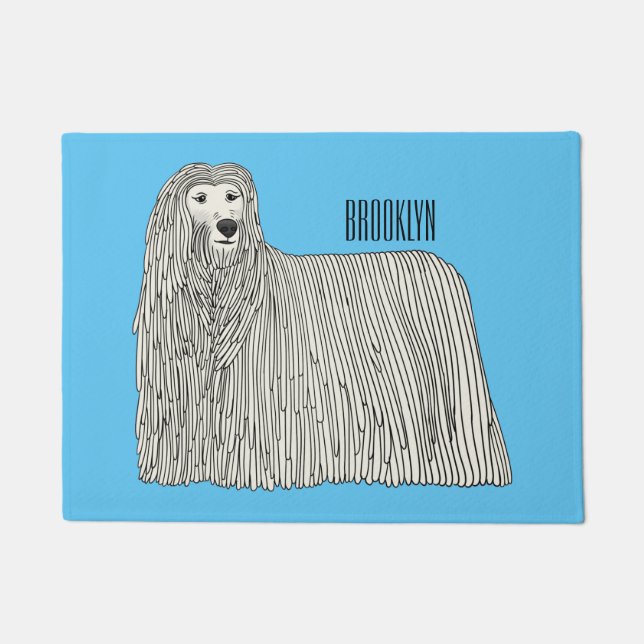 Felpudo Ilustracion de personalizado de perro de Komondor (Anverso)