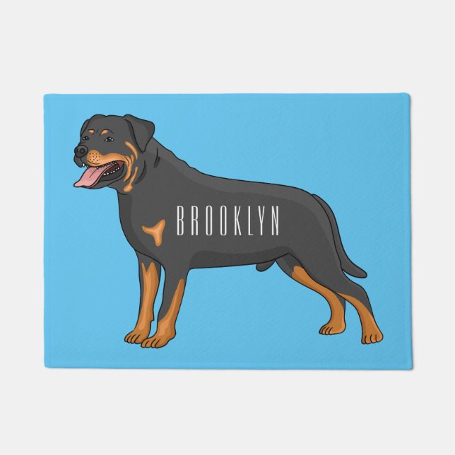 Felpudo Ilustracion de personalizado de perro de Rottweile (Anverso)