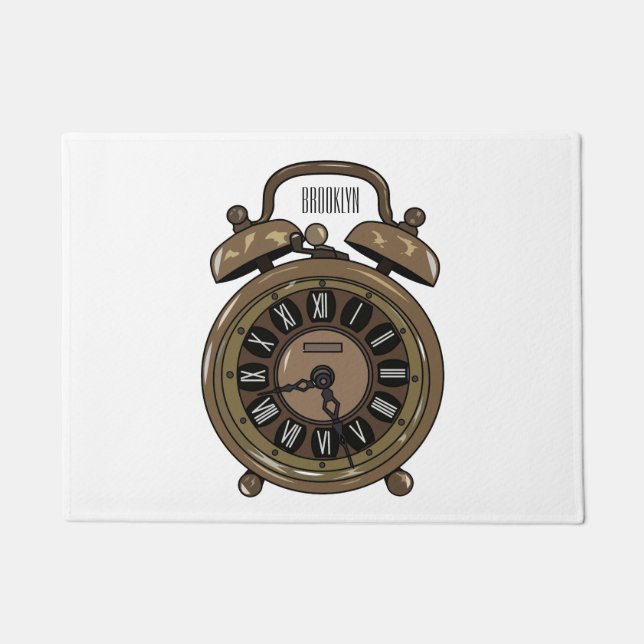 Felpudo Ilustracion de personalizado de reloj de alarma (Anverso)