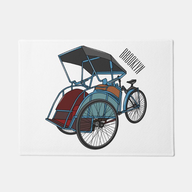 Felpudo Ilustracion de personalizado de rickshaw en bicicl (Anverso)