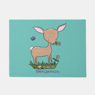 Felpudo Ilustracion de personalizado de venado lindo y fel