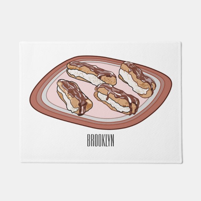 Felpudo Ilustracion de personalizado eclair de chocolate (Anverso)