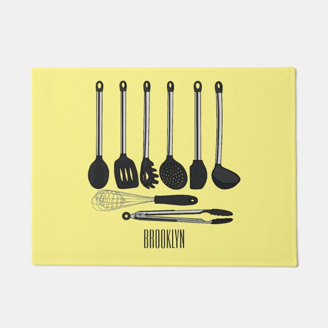 Felpudo Ilustracion de personalizados utensiales de cocina (Anverso)