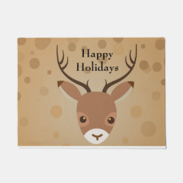 Felpudo ilustracion de renos sobre fondo marrón