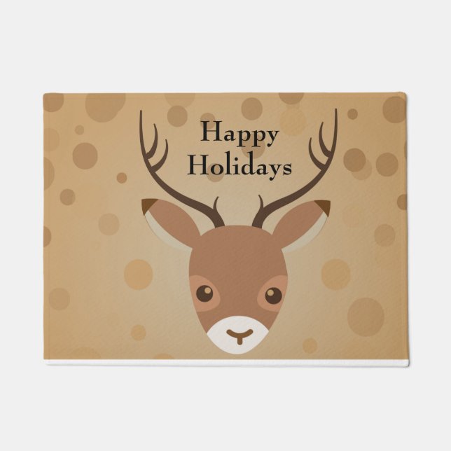 Felpudo ilustracion de renos sobre fondo marrón (Anverso)