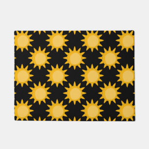 Felpudo Ilustración de sol brillante sobre diseño de patró