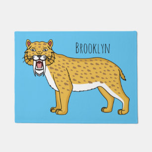 Felpudo Ilustracion de tigre con dientes de saber