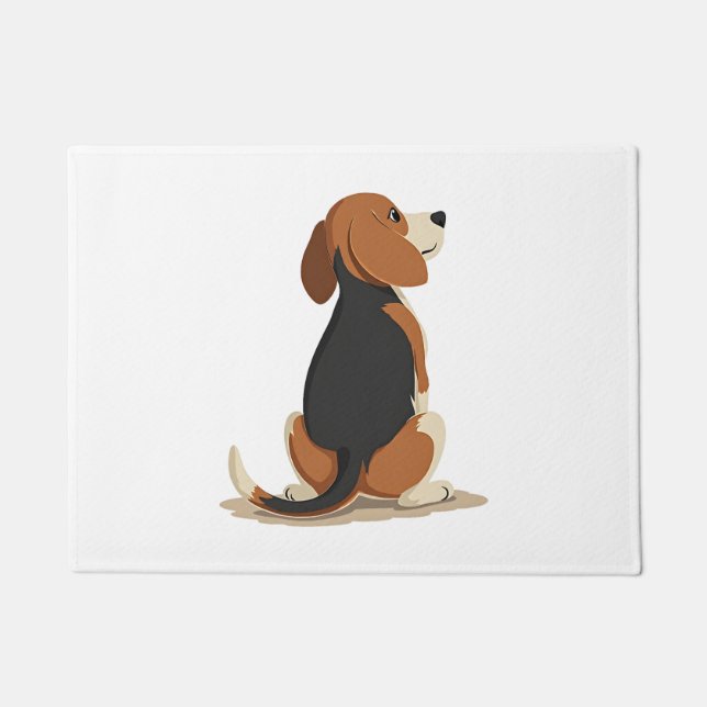 Felpudo Ilustración de vista trasera de perro Beagle vinta (Anverso)