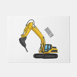 Felpudo Ilustracion del personalizado de la excavadora de