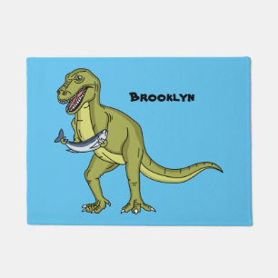 Felpudo Ilustración divertida del dinosaurio T rex