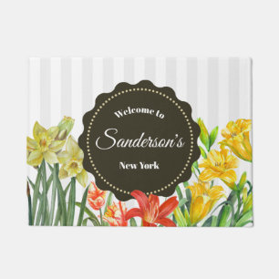 Felpudo Ilustracion floral de la primavera acuarela