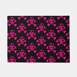 Felpudo Ilustracion Neon Green Skull
