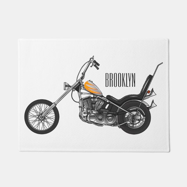 Felpudo Ilustracion personalizado Chopper Motorcycle 1950 (Anverso)