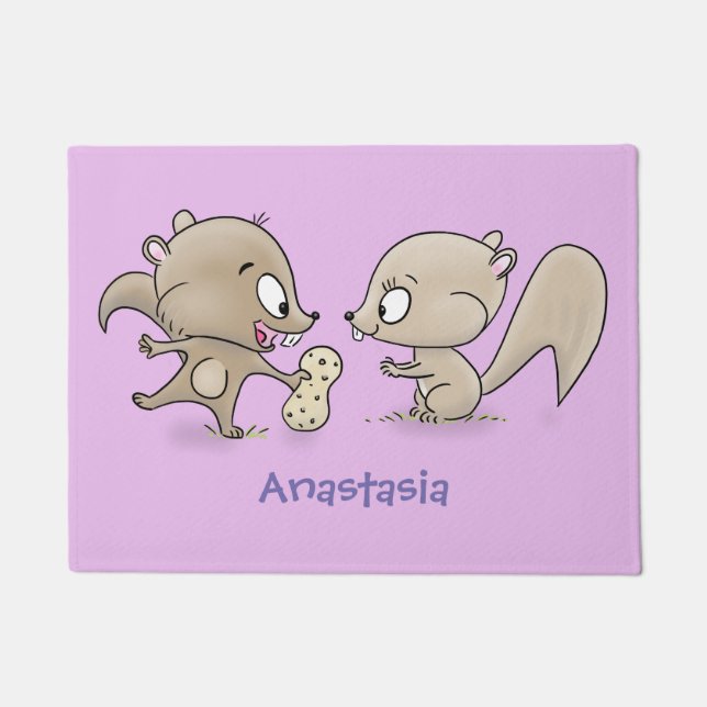 Felpudo Ilustracion personalizado de ardillas graciosas (Anverso)