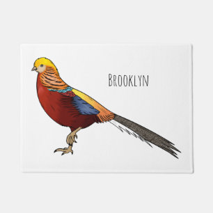 Felpudo Ilustracion personalizado de aves de faisán dorado