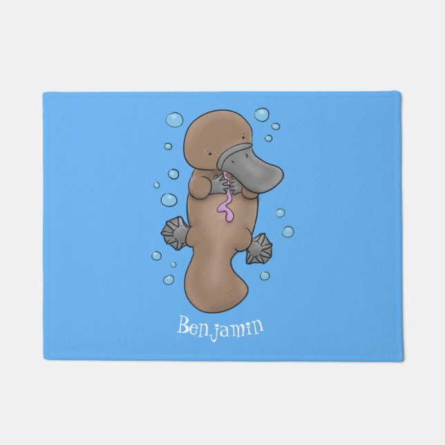 Felpudo Ilustracion personalizado de bebé de plaquypus fel (Anverso)