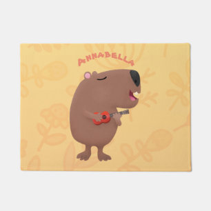 Felpudo Ilustracion personalizado de capybara ukulele cant