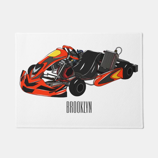 Felpudo Ilustracion personalizado de carreras de Kart (Anverso)