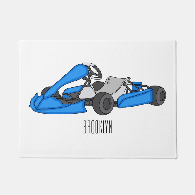 Felpudo Ilustracion personalizado de carreras de Kart (Anverso)