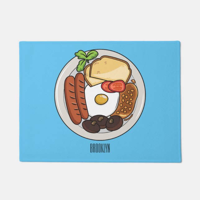 Felpudo Ilustracion personalizado de desayuno inglés (Anverso)