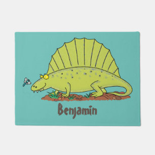 Felpudo Ilustracion personalizado de dimetrodon verde lind