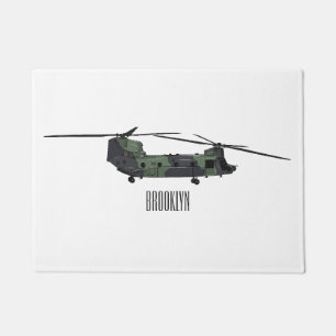 Felpudo Ilustracion personalizado de helicóptero del ejérc