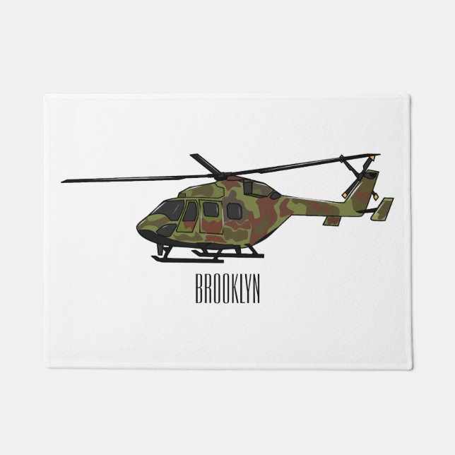 Felpudo Ilustracion personalizado de helicópteros del ejér (Anverso)