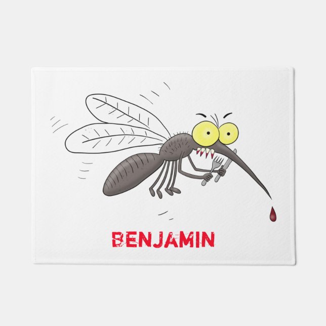 Felpudo Ilustracion personalizado de insectos de mosquitos (Anverso)