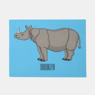 Felpudo Ilustracion personalizado de Javan rhinoceros