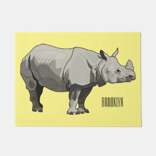Felpudo Ilustracion personalizado de Javan rhinoceros
