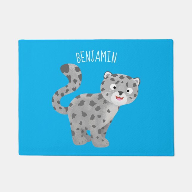 Felpudo Ilustracion personalizado de leopardo de las nieve (Anverso)