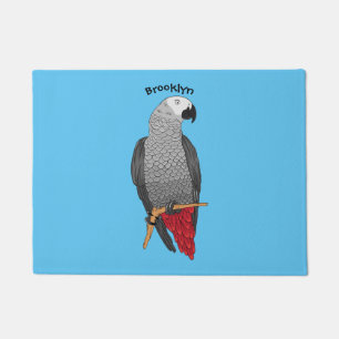 Felpudo Ilustracion personalizado de loro gris africano