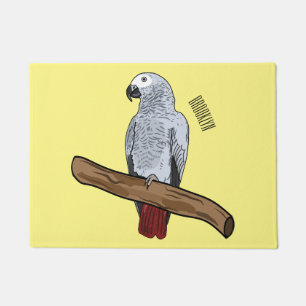 Felpudo Ilustracion personalizado de loro gris africano