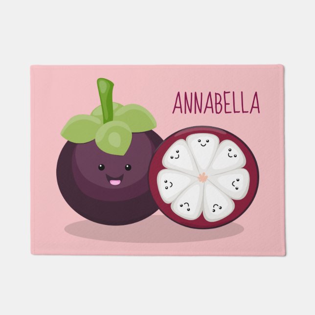 Felpudo Ilustracion personalizado de mangostino morado (Anverso)