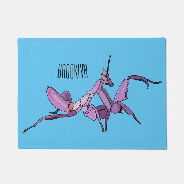 Felpudo Ilustracion personalizado de mantis orquídea (Anverso)