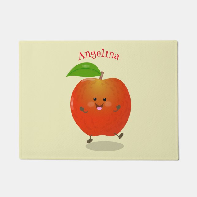 Felpudo Ilustracion personalizado de manzana bailando a la (Anverso)
