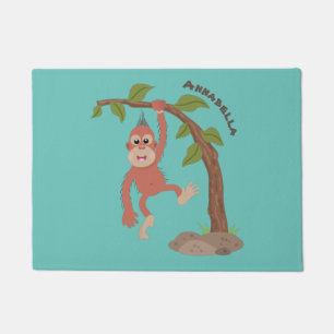 Felpudo Ilustracion personalizado de orangután bebé feliz