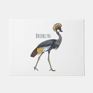 Felpudo Ilustracion personalizado de pájaro grullo coronad