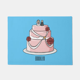 Felpudo ilustracion personalizado de pastel boda