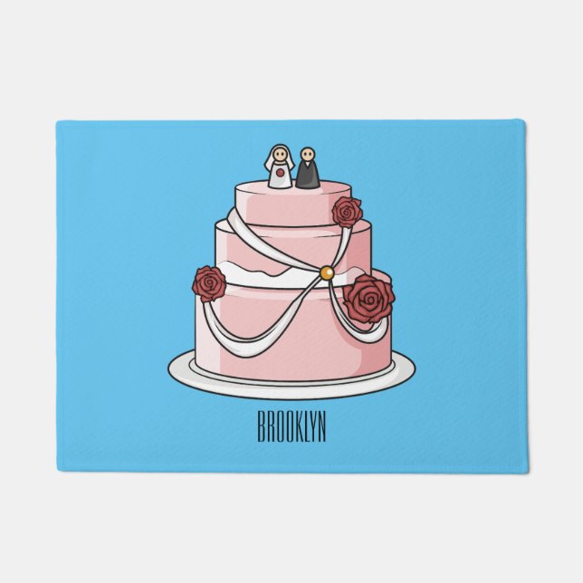 Felpudo ilustracion personalizado de pastel boda (Anverso)