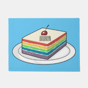 Felpudo Ilustracion personalizado de pastel de arcoiris