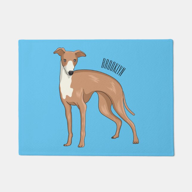 Felpudo Ilustracion personalizado de perro de Greyhound (Anverso)