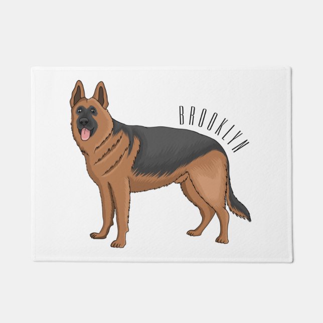 Felpudo Ilustracion personalizado de perro pastor alemán (Anverso)