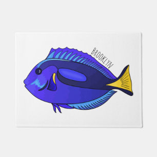Felpudo Ilustracion personalizado de pescado tang azul