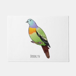 Felpudo Ilustracion personalizado de pichón verde de cuell