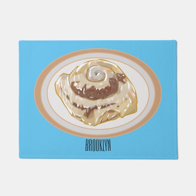 Felpudo Ilustracion personalizado de rollo de canela (Anverso)