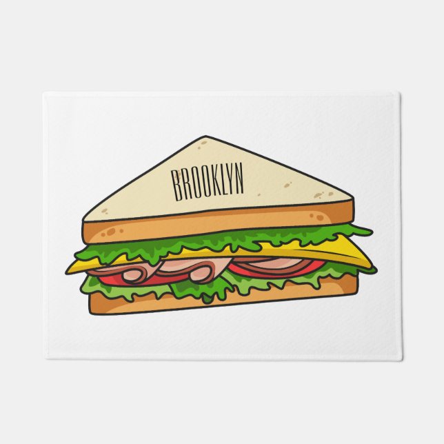 Felpudo Ilustracion personalizado de sándwich (Anverso)