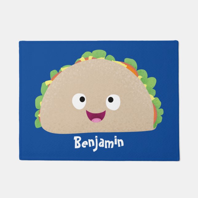 Felpudo Ilustracion personalizado de taco alegre sonriente (Anverso)